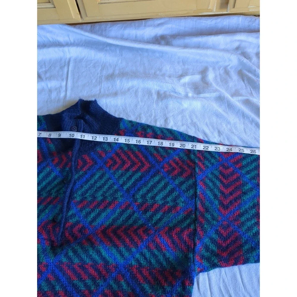 Vtg Yves Saint Laurent‎ Kid Mohair Sweater Multicolor Pullover Mock Neck